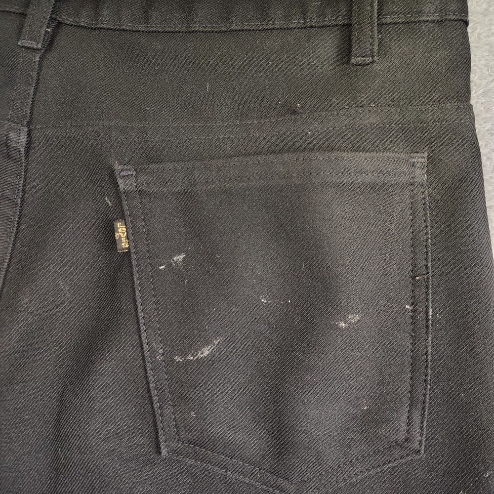 VTG 60's Levi's Pants Dacron Polyester Men's Pleated Black 38x30 Distress - Picture 11 of 16